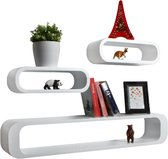 Bobble Zwevende Planken Set - Wandplank - Plank voor Muur - Blinde Plankdrager - Hoogglans - Modern - Wit