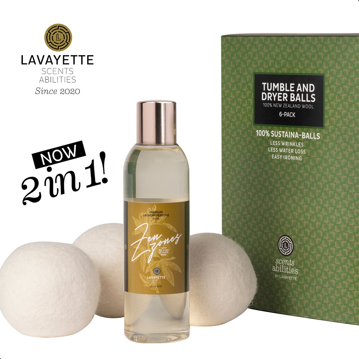 Lavayette Premium Wasparfum 200ml + Wollen Drogerballen - Geurbooster