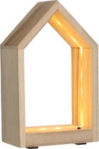 Houten huis met LED verlichting ca. 22 lampjes 26cm hoog (1 st.)