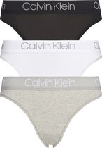 Calvin Klein dames tanga slips (3-pack) - met hoge beenuitsnijding - zwart - wit en grijs - Maat: XS