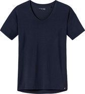 SCHIESSER dames Mix+Relax T-shirt, korte mouw, V-hals, donkerblauw -  Maat: S