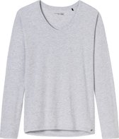 SCHIESSER dames Mix+Relax T-shirt - lange mouw - V-hals - grijs melange -  Maat: M
