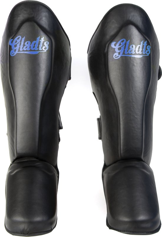 Gladts - Classic - Scheenbeschermer kickboksen - Zwart/Blauw - Maat XL - Scheenbeschermers - Scheenbeschermers kickboksen - Scheenbeschermers vechtsport - Scheenbeschermers kickboksen kind - Scheenbeschermers kickboksen dames