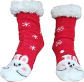 Kerst - huissokken - 2e paar 25% KORTING- konijn - antislip - gevoerd - dames - heren - kerstsokken - onesize - kerstcadeau - slofsokken - fluffy - warm - feest