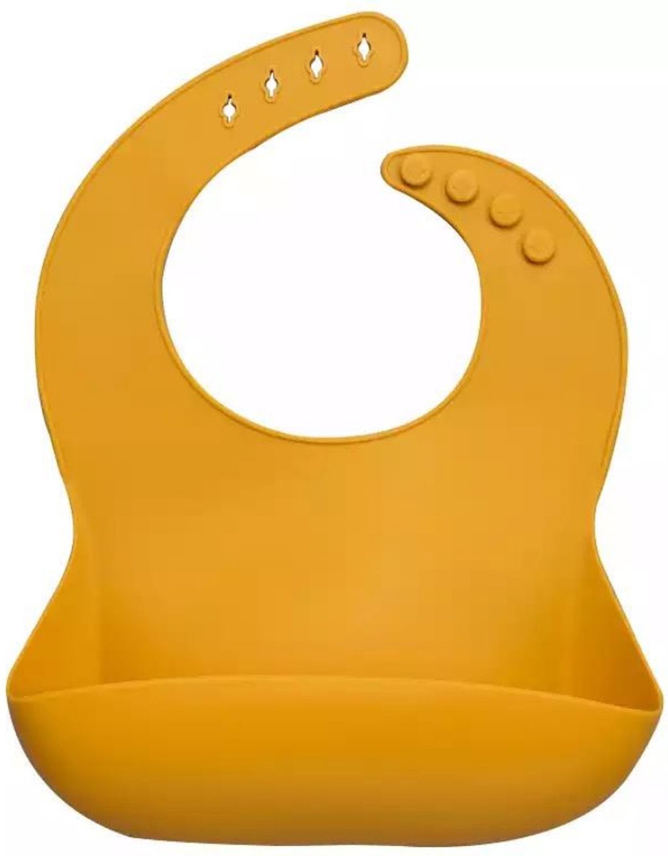 Siliconen slabbertje - Siliconen Baby slabbetje Met Opvangbakje - BPA Vrij - Afwasbaar - Mustard - Merkloos