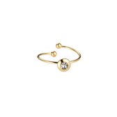 Ronde Briljante Design Ring - Zirkonia Ring - in maat Verstelbaar - 14k Verguld - Dottilove