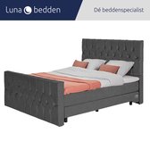 Luna Bedden - Boxspring Skye - 140x210 Compleet Grijs Gecapitonneerd