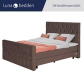 Luna Bedden - Boxspring Skye - 140x220 Compleet Bruin Gecapitonneerd