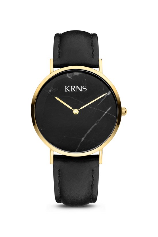 KRNS 1025 - Montre - Analogique - Femme - Femme - Bracelet en cuir - Cadran marbré - Zwart - Doré
