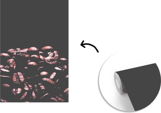 Papier peint - Papier peint photo Tas de grains de café marron foncé sur fond noir - Largeur 200 cm x Hauteur 300 cm