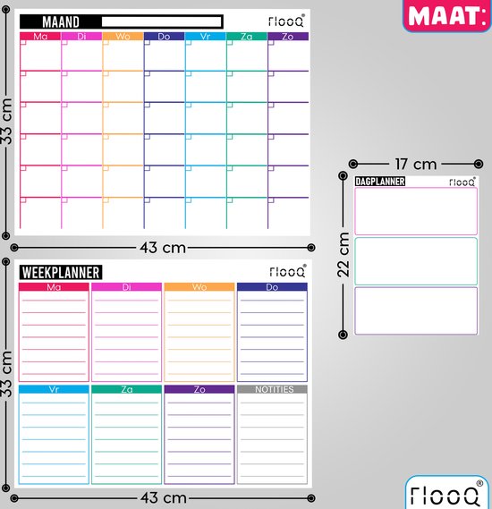 FLOOQ Magnetische Maandplanner Weekplanner 2024 en Boodschappenlijst - Complete set - Planbord - Familieplanner - Dagplanner - To Do Planner - Inclusief Markers & wisser