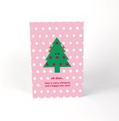 30 Roze Kerstkaarten +  witte enveloppen
