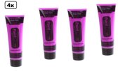 4x Glow in the dark body paint paars- body gezicht licht op paint make up festival thema feest party