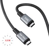 USB C naar USB C Kabel 120CM - USB 3.1 Gen2 - 100W - 4K @60Hz - 10Gbps - Zwart