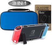 TheSetupStore.com Nintendo Switch  Beschermset - Case - Hoes - Screenprotector - Blauw - Transparant - Accessoires - Compleet - Cadeau