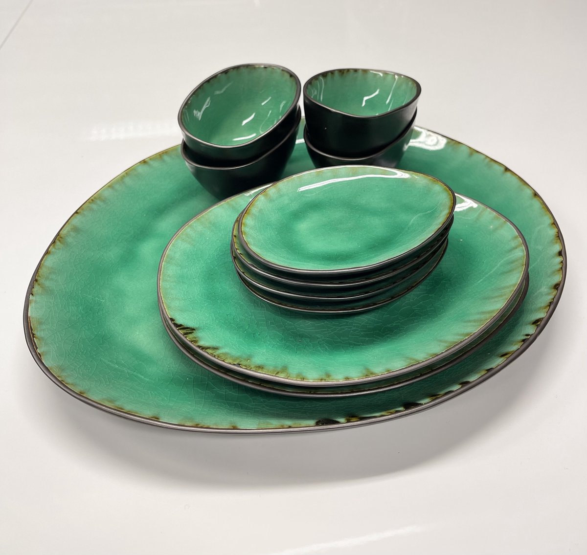 Sänger - Serveerborden Palm Beach - Porselein - Set van 11 - Turquoise