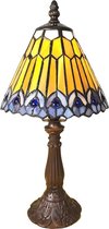 LumiLamp Tiffany Tafellamp Ø 20*34 cm E14/max 1*25W Bruin Kunststof, Glas Tiffany Bureaulamp Tiffany Lampen