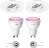 Proma Aerony Pro - Inbouw Rond - Mat Wit - Kantelbaar - Ø82mm - Philips Hue - LED Spot Set GU10 - White and Color Ambiance - Bluetooth