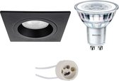 LED Spot Set - Prima Rodos Pro - GU10 Fitting - Inbouw Vierkant - Mat Zwart - 93mm - Philips - CorePro 830 36D - 4.6W - Warm Wit 3000K