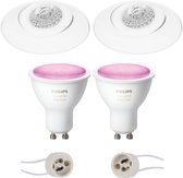 Primux Nivas Pro - Inbouw Rond - Mat Wit - Trimless - Kantelbaar - Ø150mm - Philips Hue - LED Spot Set GU10 - White and Color Ambiance - Bluetooth