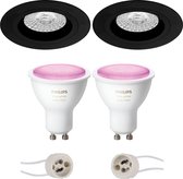 Primux Rodos Pro - Inbouw Rond - Mat Zwart - Ø93mm - Philips Hue - LED Spot Set GU10 - White and Color Ambiance - Bluetooth