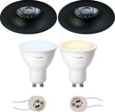 Proma Nora Pro - Inbouw Rond - Mat Zwart - Ø82mm - Philips Hue - LED Spot Set GU10 - White Ambiance - Bluetooth