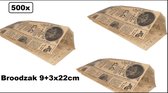 500x Broodzak Take away 9+3x22cm vetvrij papier - Brood baguette hotdog take away food snacks