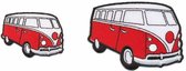 Volkswagen bus applicaties - 2 stuks - Strijk Embleem Patch - set van 2 - Rood - VW