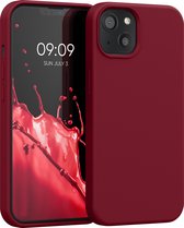 kwmobile telefoonhoesje geschikt voor Apple iPhone 13 - Hoesje met siliconen coating - Smartphone case in rabarber rood