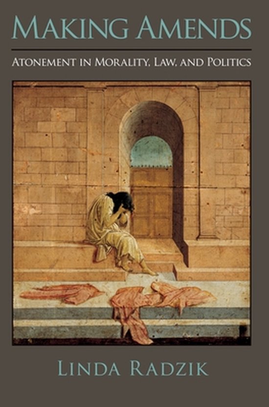 Couverture du livre 'Making Amends' avec une peinture d'une figure affligée assise sur des marches en pierre.