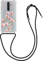 kwmobile telefoonhoesje voor Xiaomi Redmi Note 8 Pro - Hoesje met koord in poederroze / wit / transparant - Back cover voor smartphone