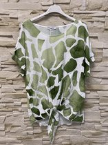 Knooptop met Giraffeprint - Viscose Top - One size Medium Fit - Groen