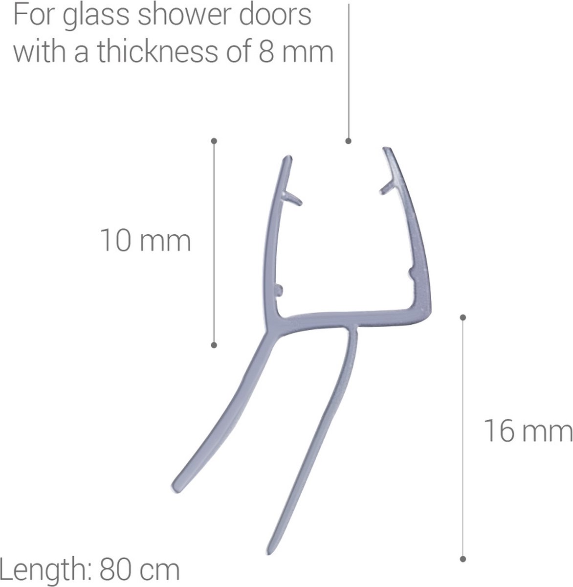 Douchestrip met lange zij-lip voor douchedeur