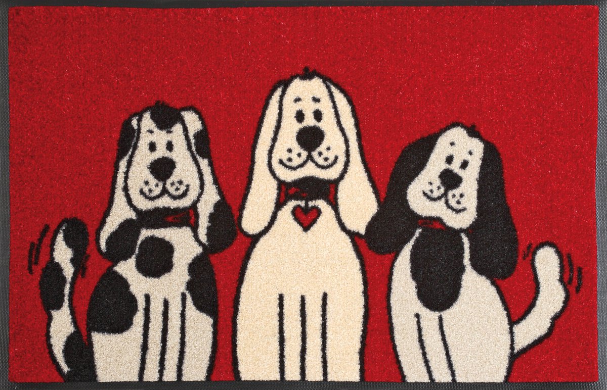 Kleen-Tex Wash+Dry Design Wasbare Deurmat - Three Dogs - 50 x 75 cm