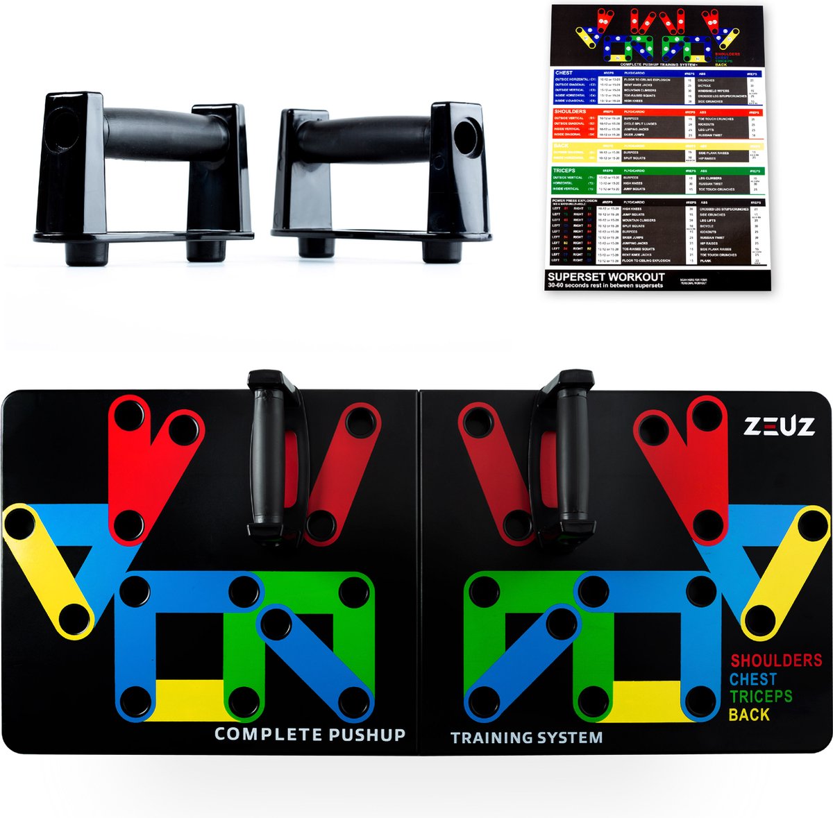ZEUZ Professionele 24+ Opties Premium Push up bord voor Thuis Trainen – Rug, Biceps, Triceps, borst & Schouders - ZEUZ
