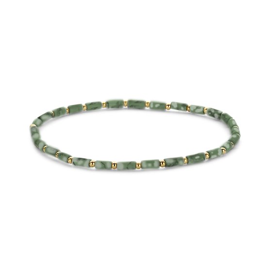 CO88 Collection 8CB-90921 Bracelet Acier - Femme - Perles - 17.8 cm - Acier - Vert - Greenstone - 2.3 mm - Doré