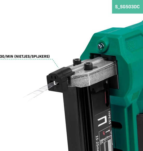 VONROC accu tacker – VPower 20V – Incl. 1000 nieten & 1000 spijkers – Incl. 4.0Ah accu en snellader