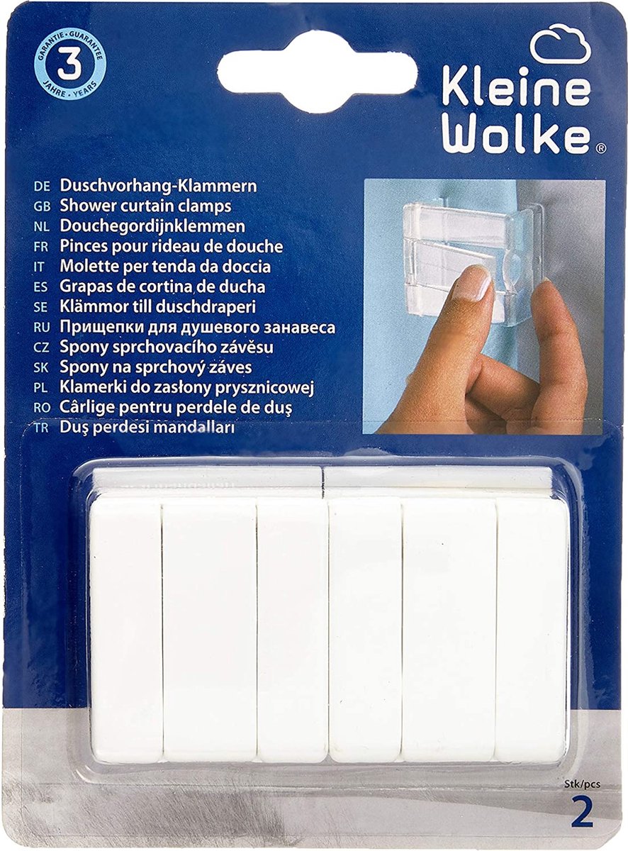 Klemmen vr douchegord. 2 st., wit bol