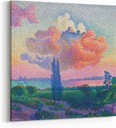 Schilderij op Canvas - 100 x 100 cm - De roze wolk - Kunst - Henri Edmond Cross - Wanddecoratie - Muurdecoratie - Slaapkamer - Woonkamer