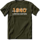 1940 Limited Edition T-Shirt | Goud - Zilver | Grappig Verjaardag en Feest Cadeau Shirt | Dames - Heren - Unisex | Tshirt Kleding Kado | - Leger Groen - M