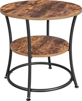 VASAGLE table d'appoint ronde - Table basse 2 étagères - salon, chambre - montage facile - métal - design industriel - vintage, marron foncé LET56BX