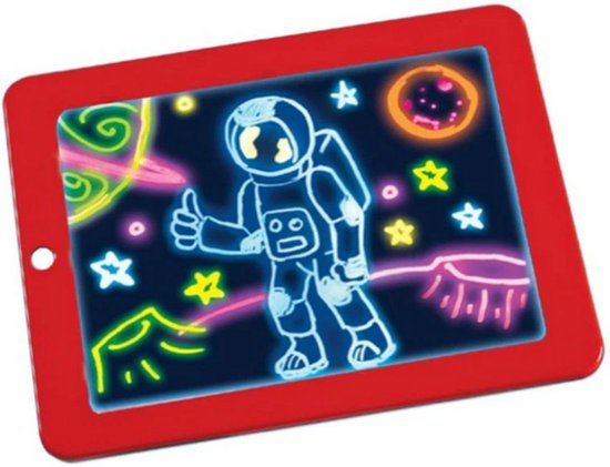 Tekentablet Kinderen - 3D Teken Pad - Tekenbord - Lichtgevend - Inclusief  Stiften - Rood | bol.com