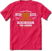 95 Jaar Legend T-Shirt | Goud - Wit | Grappig Verjaardag en Feest Cadeau Shirt | Dames - Heren - Unisex | Tshirt Kleding Kado | - Roze - XL