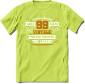 99 Jaar Legend T-Shirt | Goud - Wit | Grappig Verjaardag en Feest Cadeau Shirt | Dames - Heren - Unisex | Tshirt Kleding Kado | - Groen - S