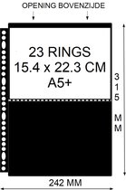 A5 foto insteekhoezen, A4+ , PP bladen 2 vakken, zwart, 23 ringen, , set van 10 showtassen - fototassen voor o.a. A5 documenten en foto’s