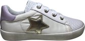 Naturino Mt 23 veter/rits gouden ster lederen/nylon sneakers Annie Wit Lila