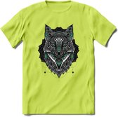 Vos - Dieren Mandala T-Shirt | Aqua | Grappig Verjaardag Zentangle Dierenkop Cadeau Shirt | Dames - Heren - Unisex | Wildlife Tshirt Kleding Kado | - Groen - 3XL