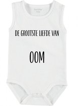 Baby Rompertje met tekst 'De grote liefde van oom' | mouwloos l | wit zwart | maat 50/56 | cadeau | Kraamcadeau | Kraamkado