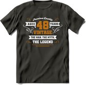 48 Jaar Legend T-Shirt | Goud - Wit | Grappig Verjaardag en Feest Cadeau Shirt | Dames - Heren - Unisex | Tshirt Kleding Kado | - Donker Grijs - 3XL