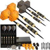 Dartpijlen | Dart-set | Dartslijper | 6 stuks | 22 Gram | 12 Aluminium-shafts | 6x 35 Mm | 6 x 48 Mm | Zwart | Geel | 12 o-Ringen | 12 Flights